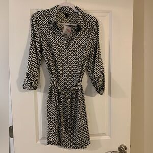 Chic Black and White Patterned Dress